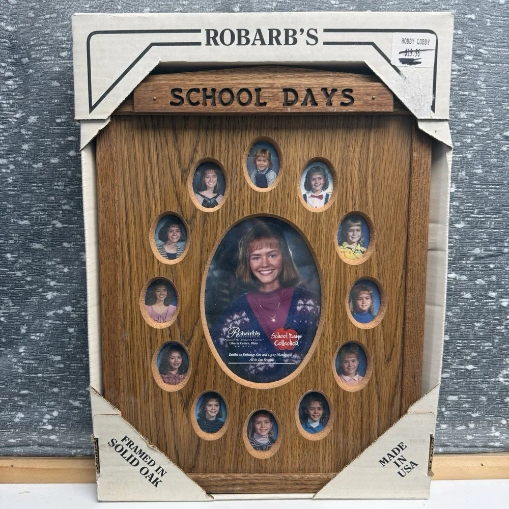 Robarb's SCHOOL DAYS Vintage 80s Solid Oak Wood Photo Frame Pre K - 12 Vintage